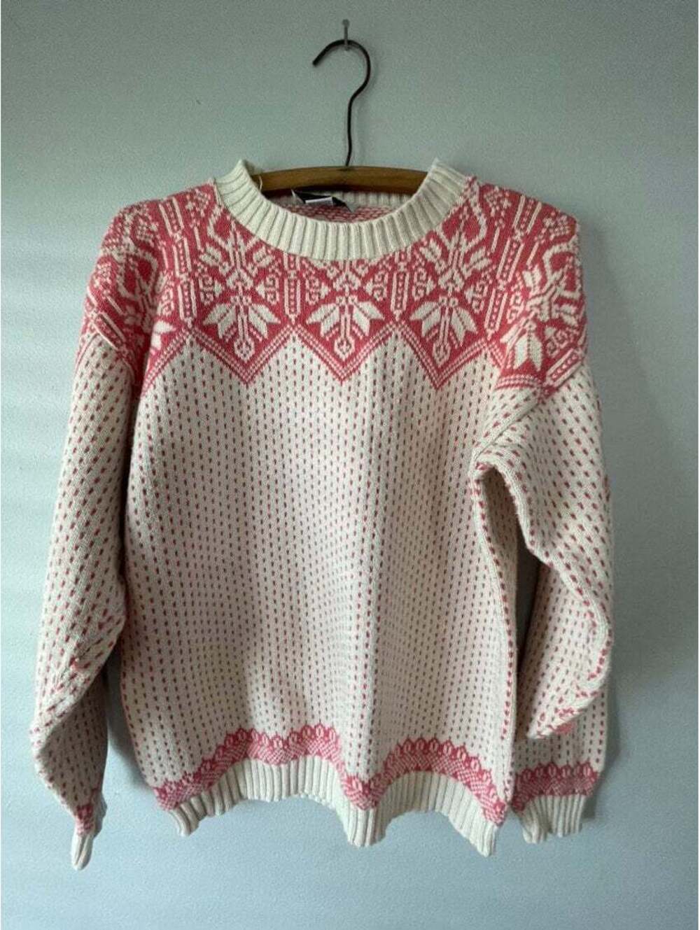 Vintage Ladies 90s fair aisle sweater crew preppy sm to med